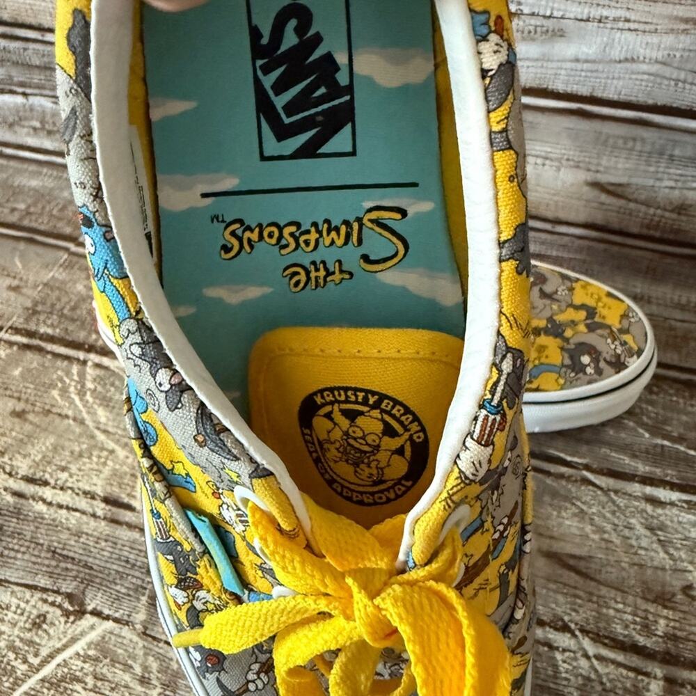 Vans The Simpsons Yellow Sneakers Itchy & Scratchy NWOT Unworn Mens size 5.5 - Picture 6 of 10